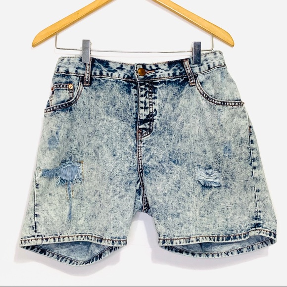 Cotton On Pants - Cotton On Button Fly High Rise Acid Wash Shorts